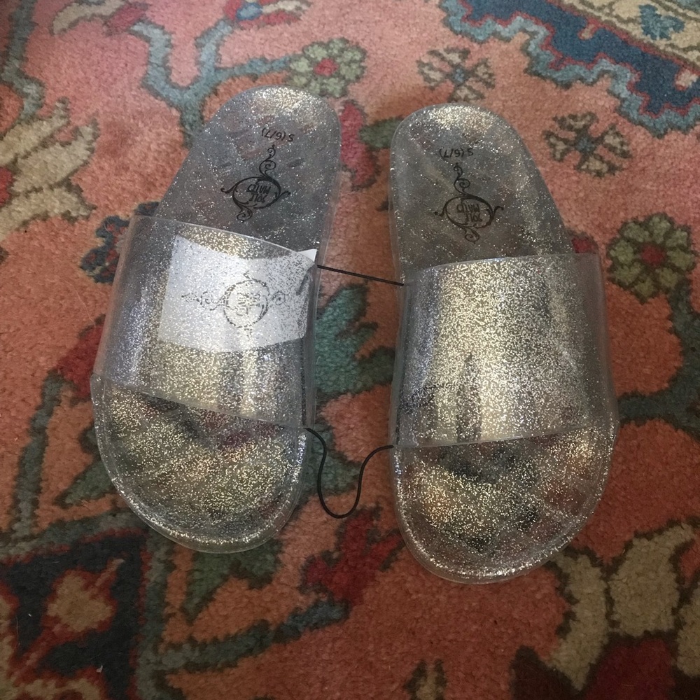 Clear Glitter Jelly Slides